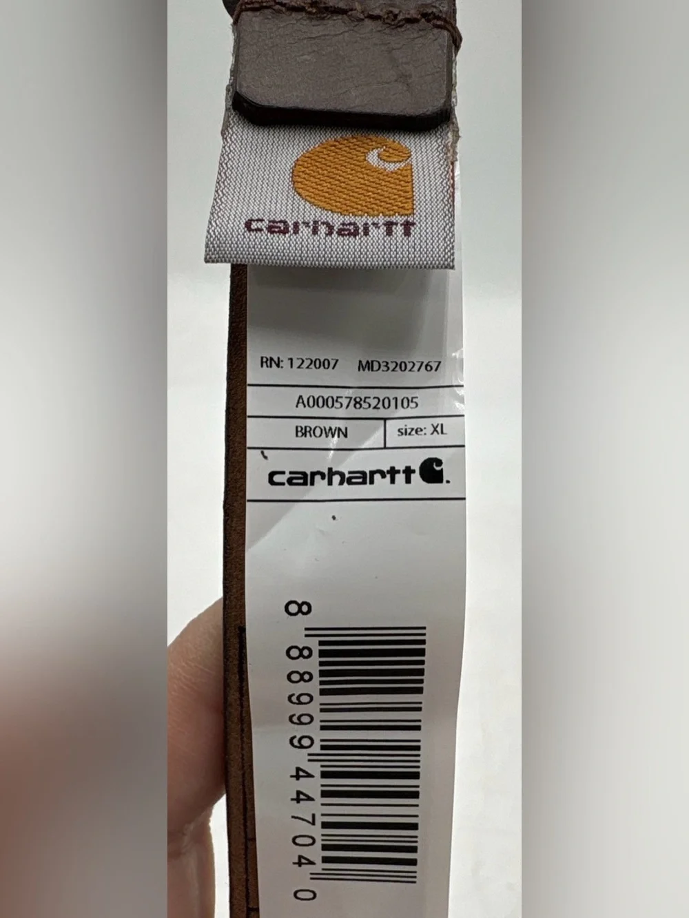 Carhartt Women’s XL Full Grain Leather Skinny Belt Brown Brass Buckle